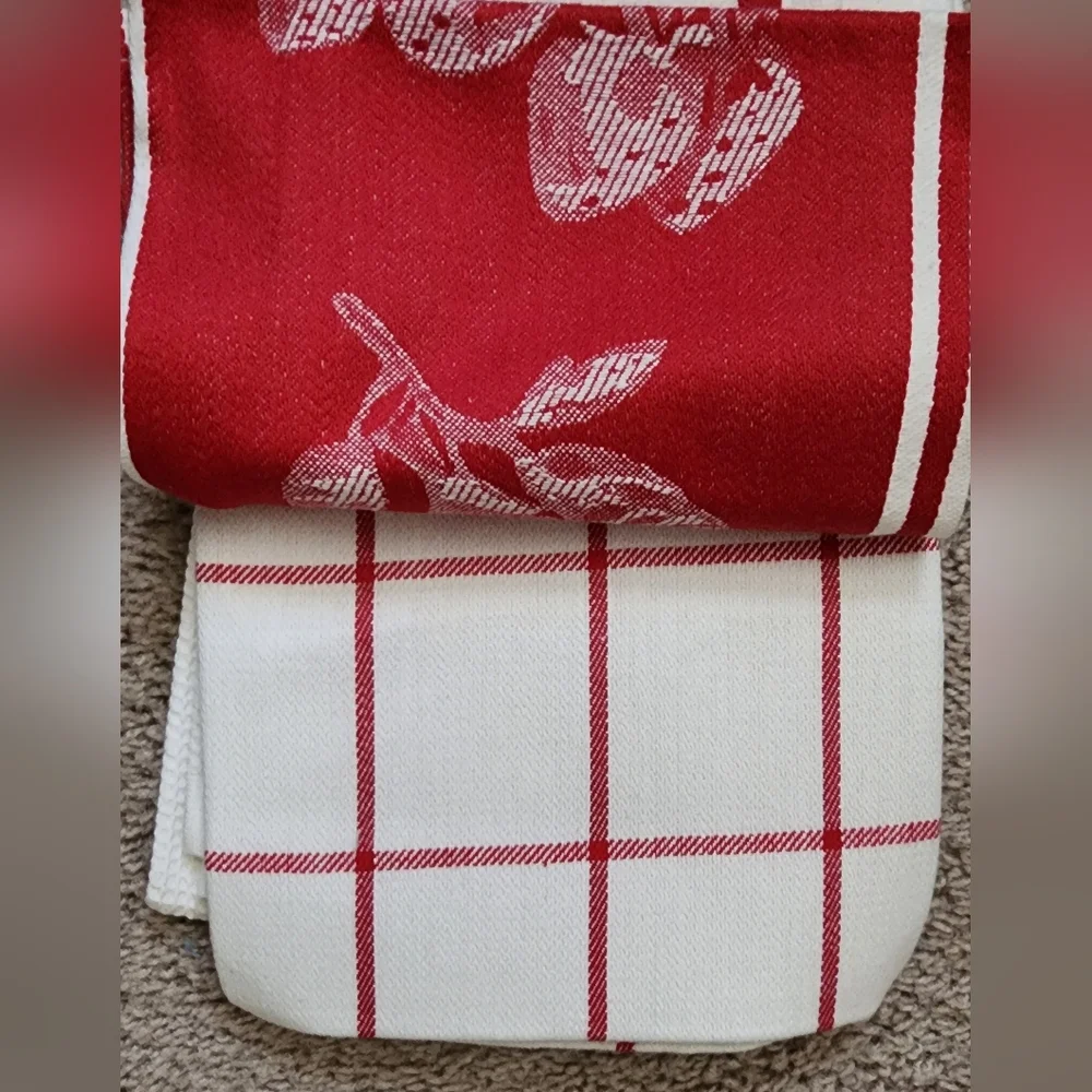 Sur La Table Red and White Kitchen Towel